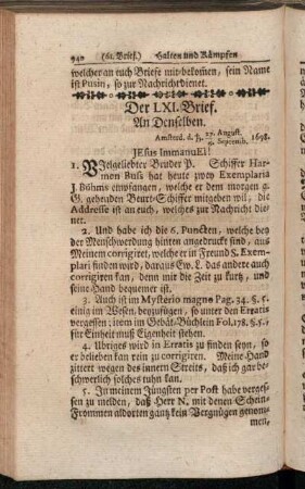 Der LXI. Brief. - Der LXX. Brief.