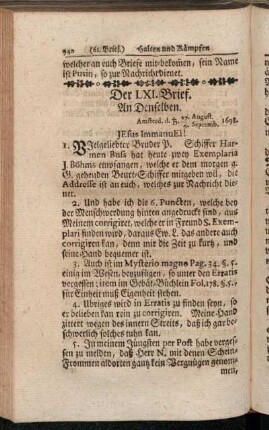 Der LXI. Brief. - Der LXX. Brief.