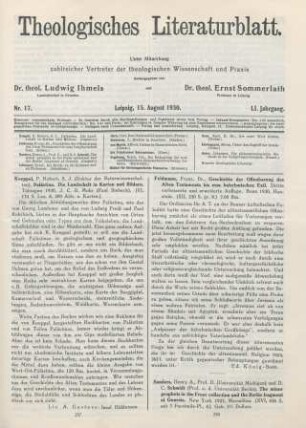 258 [Rezension] Feldmann, Franz, Geschichte der Offenbarung des Alten Testaments bis zum Babylonischen Exil