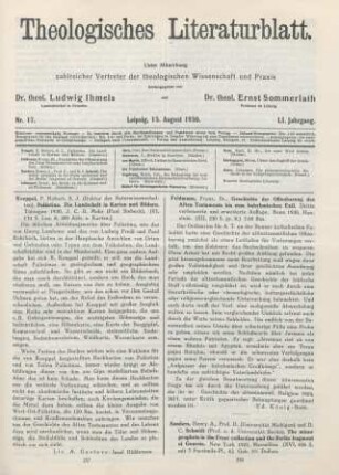 258 [Rezension] Feldmann, Franz, Geschichte der Offenbarung des Alten Testaments bis zum Babylonischen Exil