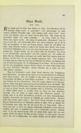 Klaus Groth. 1819 - 1899
