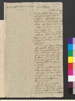 Brief von Goethe, Johann Wolfgang von an Kirms, Franz