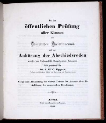 Über die Auflösung der numerischen Gleichungen