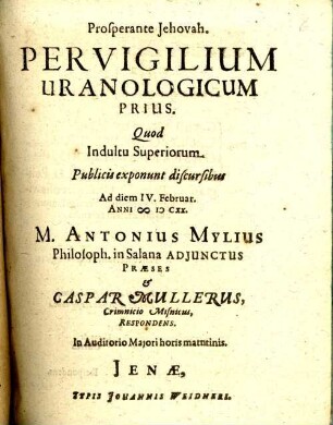 1: Per vigilium uranologicum ...