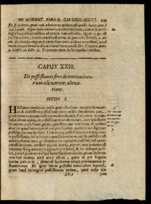 Caput XXIII. De posseßionis sive detentionis rerum alienarum alienatione.