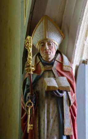 Frankreich. Bretagne. Finistere. Saint Tugen. Chapelle Saint Tugen. 16 bis 17 Jahrhundert. Innen. Statue des Saint Tugen