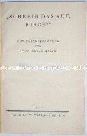 Kriegstagebuch von Egon Erwin Kisch