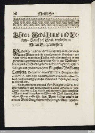 Christlicher Lebens=Lauff