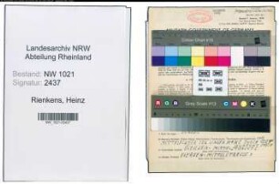 Entnazifizierung Heinz Rienkens , geb. 28.07.1898 (Kaufmann)