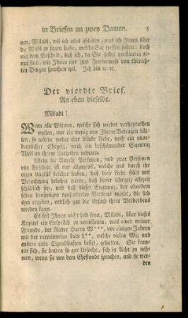 Der vierdte Brief. An eben dieselbe