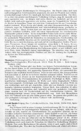 330-331, Oswald Bumke. Das Unterbewußtsein. Eine Kritik. 1922