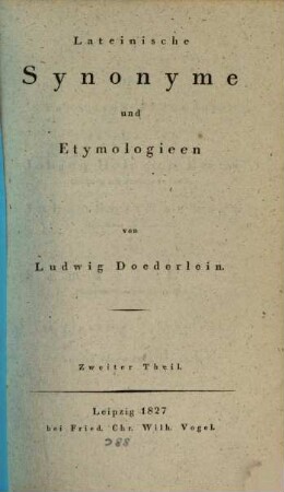 Lateinische Synonyme und Etymologieen, 2