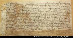 Prior und Konventualinnen des Klosters Thedinga verkaufen dem Grafen Edzard II. von Ostfriesland die Klostermühle in Jemgum Ausstellungsort: Thedinga Anhängendes Siegel verloren