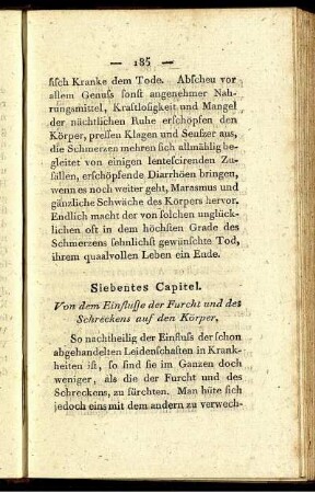 Siebentes Capitel. Von dem Einflusse der Furcht und des Schreckens auf den Körper.