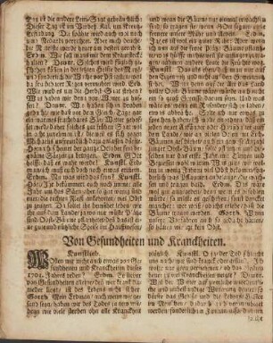 Von Gesundheiten und Kranckheiten.