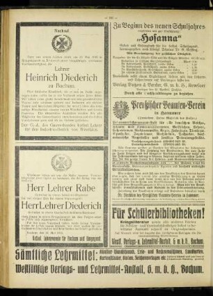 [Nachruf] : [Herr Lehrer Rabe] ; [Herr Lehrer Diederich]