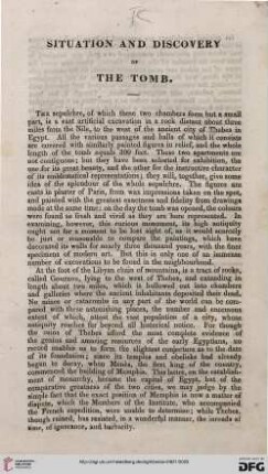 Situtation and discovery of the tomb