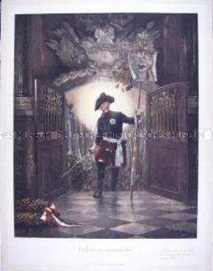 Friedrich II. mit Standarte und Degen