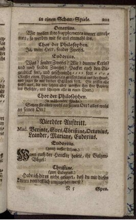Vierdter Auftritt. Mad. Berinte, Spes, Christine, Octavius, Leander, Mariane, Eudorius.