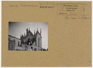 Bartholomäuskirche im Wiederaufbau. Berlin, Friedrichshain, Königs-Tor, Otto-Braun-Straße/Friedenstraße