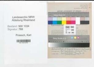 Entnazifizierung Karl Proesch , geb. 16.12.1873 (Oberst)