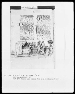 Historienbibel des Alten Testaments — Moses und Aaron bei dem heiligen Gerät, Folio 56verso