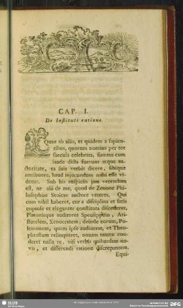 Cap. I. De Instituti ratione
