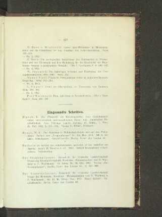 Eingesandte Schriften.