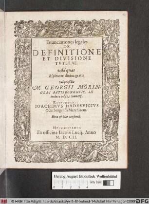 Enunciationes legales De Definitione Et Divisione Tutelae