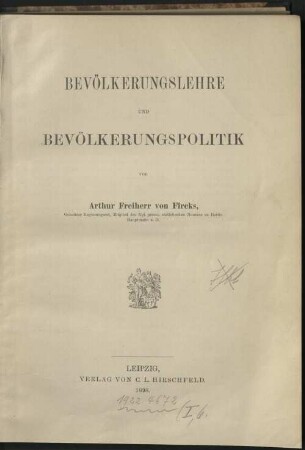 Bevölkerungslehre und Bevölkerungspolitik