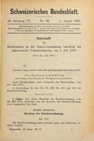 Bundesblatt. 43. 1891, 4