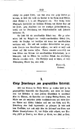 Einige Bemerkungen zum geographischen Unterricht