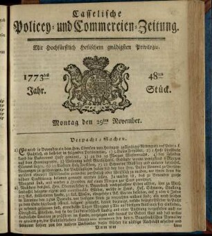 48tes Stueck, Montag den 29ten November 1773