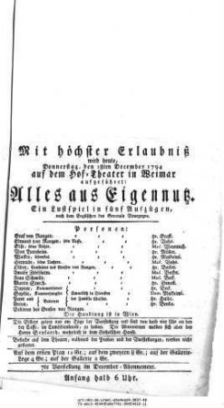 Alles aus Eigennutz