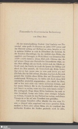 Zinzendorfs ökumenische Bedeutung