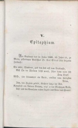 V. Epitaphium.
