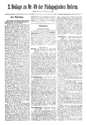 Litteratur : 2. Beilage zu Nr. 49 der Pädagogischen Reform