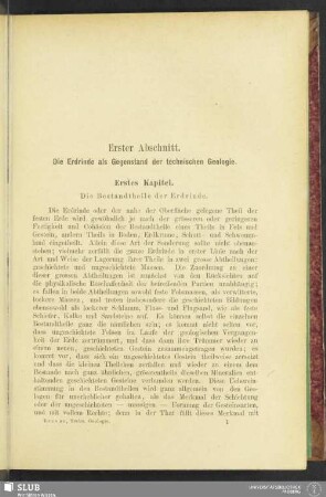 Erster Abschnitt. Die Erdrinde als Gegenstand der technischen Geologie