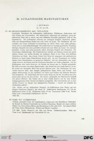 XI. Ausländische Manufakturen (Nr. 471-489)