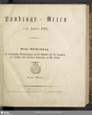 1836/37,1: Landtags-Acten / Die königlichen Mittheilungen