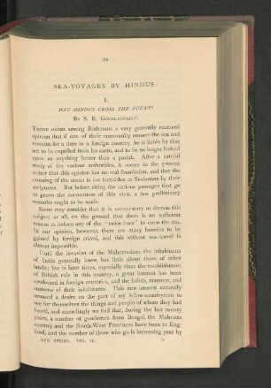 Sea-Voyages by Hindus. I.