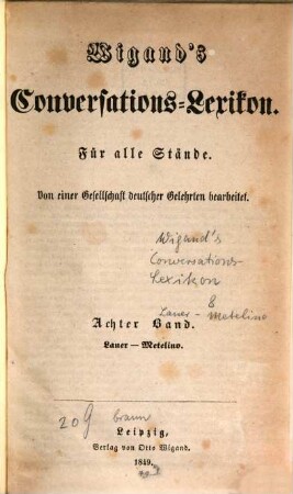 Wigand's Conversations-Lexikon : für alle Stände ; von einer Gesellschaft deutscher Gelehrter bearbeitet, 8. Lauer - Metelino