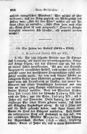 III. Die Zeiten der Politik (1648 - 1789)