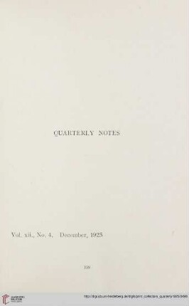 Quarterly notes - Vol. xii, No. 4. December, 1925