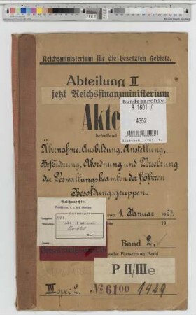 Uebernahme, Ausbildung, Beförderung, Abordnung und Versetzung der Verwaltungsbeamten der höheren Besoldungsgruppen