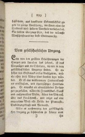 Vom gesellschaftlichen Umgang.