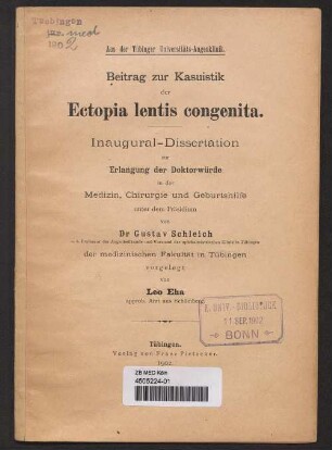 Beitrag zur Kasuistik der Ectopia lentis congenita