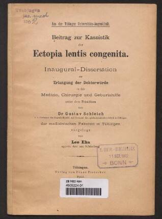 Beitrag zur Kasuistik der Ectopia lentis congenita