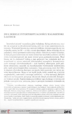 13: Dwa modele intertekstualności: Waliszewski i Janisch
