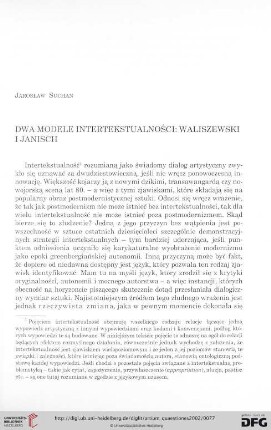 13: Dwa modele intertekstualności: Waliszewski i Janisch